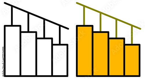 Simple stairs icon vector with two various style, no background.