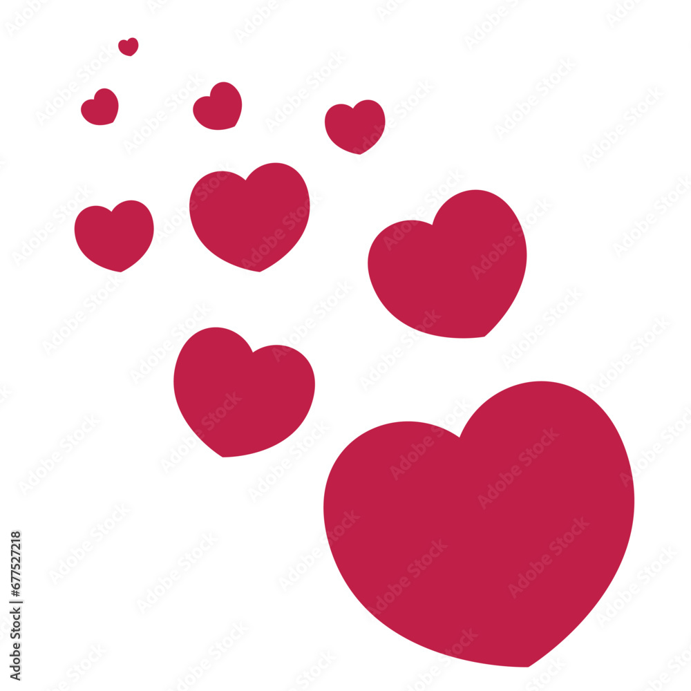 Red hearts on white background. Red heart valentine day concept