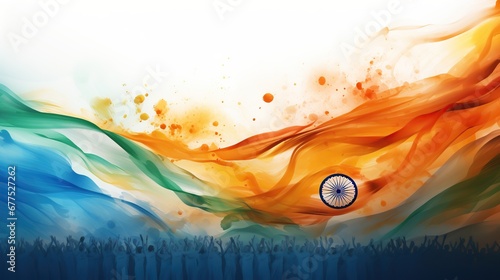 Indian Republic Day in watercolor illustration design background. photo