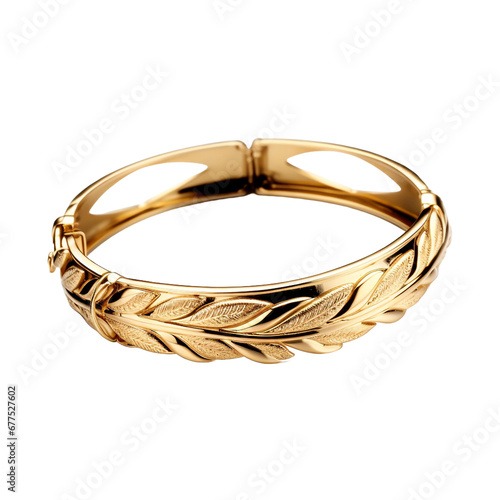 Beautiful designed gold bracelet isolated on transparent background