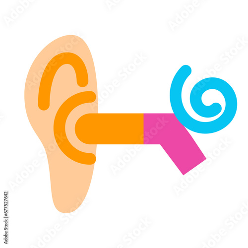 人体、耳を表すカラースタイルのアイコン