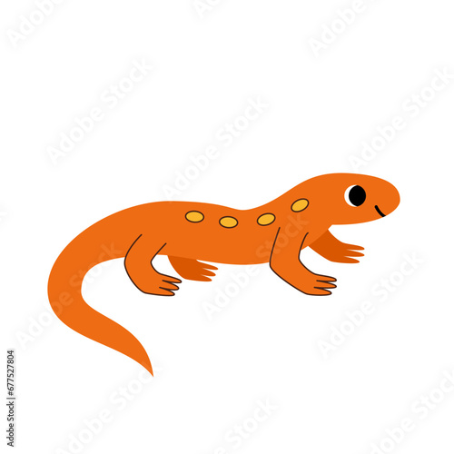Vector illustration of cute newt isolated on white background.