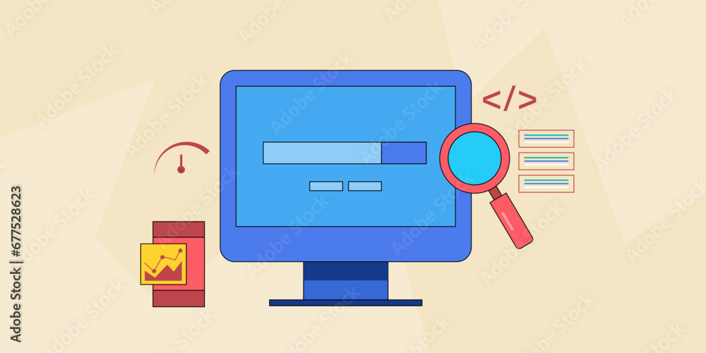 SEO concept, Search engine optimization, SEO optimization, Website SEO coding, Vector illustration with icons SEO concept, Search engine optimization, SEO optimization, Website SEO coding, Vector illustration with icons