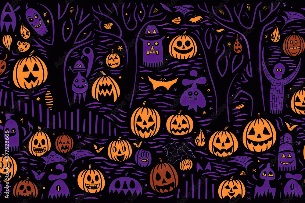 doodle halloween pattern, foreground elements doodle halloween pattern, foreground elements
