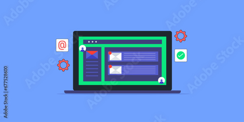 Email application, email management software, sending and receiving email, manage, send, track and organize email - vector illustration background