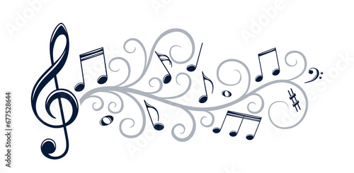 The symbol of stylized musical notes with pattern.
 photo