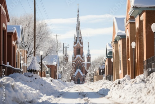 Church Steeples in Snow - Generative AI