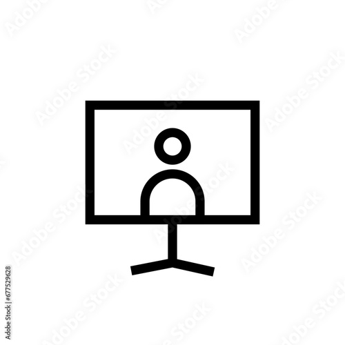 Video call project development icon with black outline style. call, video, communication, conference, technology, internet, screen. Vector Illustration