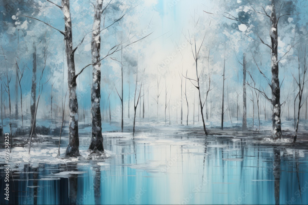Frozen Lakeside Reflections - Generative AI Frozen Lakeside Reflections - Generative AI