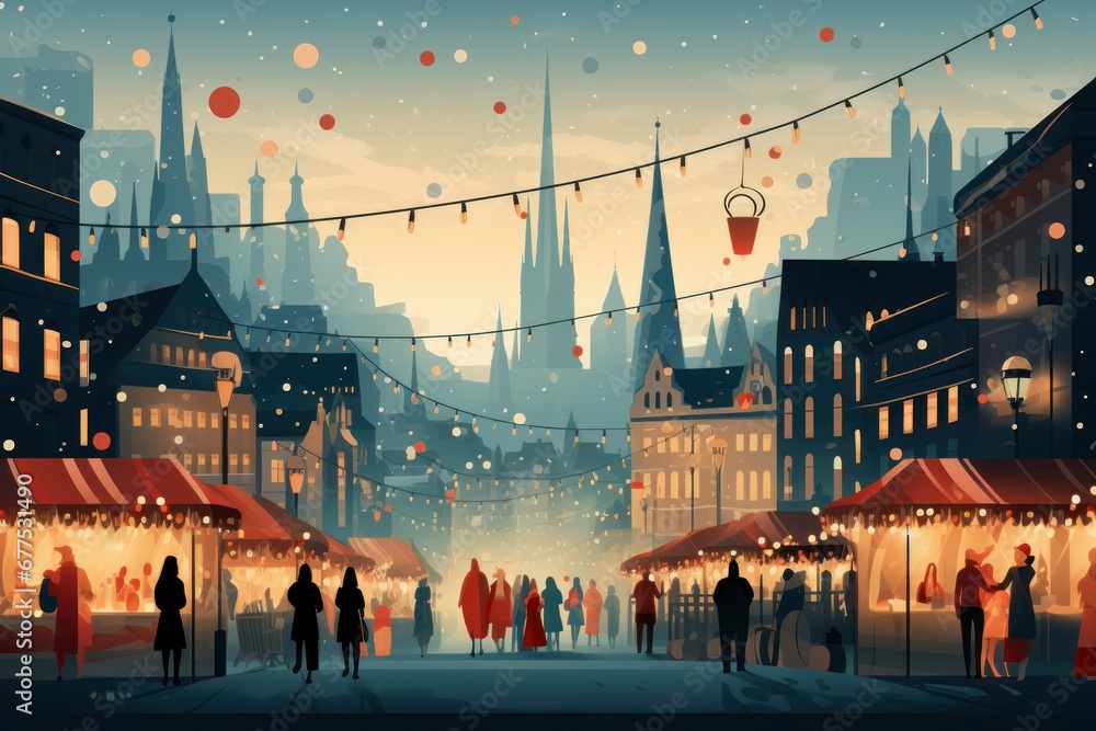 Obraz premium Christmas Markets - Generative AI