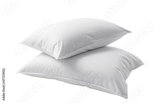 Bed and pillow hotel isolated on white background