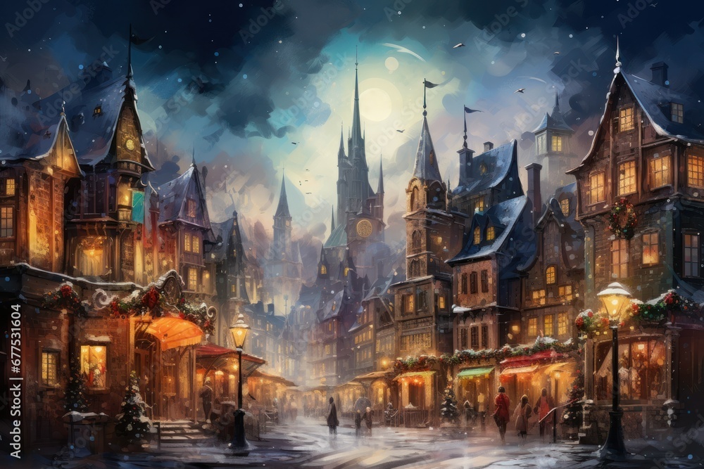 Obraz premium Christmas Markets - Generative AI