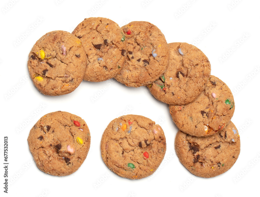 Cookies with colorful chocolate candy in them Cookies with colorful chocolate candy in them