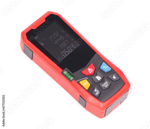 Modern laser distance measurer on a white background