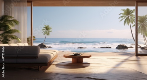 Photo View from an oceanside living room.