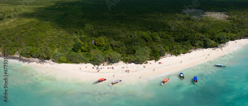 Wonderful white sandy beach and turquoise ocean in zanzibar at sunny day, Tanzania photo