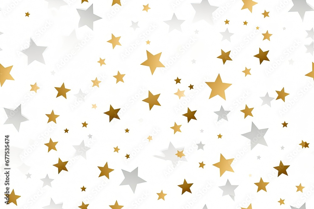 seamless holiday pattern of gold stars on white background. Generative AI seamless holiday pattern of gold stars on white background. Generative AI