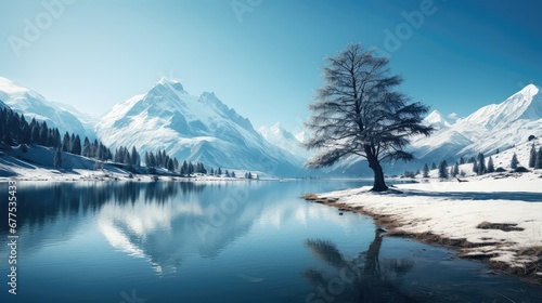 snow tree mountain sky mountain illustration cold blue, wintertime lake, nature beautiful snow tree mountain sky mountain