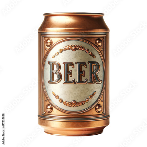 Beer tin can isolated on white transparent background, PNG