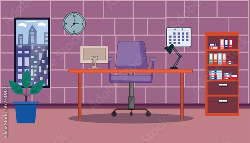 Office  Vectors Illustration design, office cabinet., school, chairs, bookcase, cartoon , vectors Illustration design,
