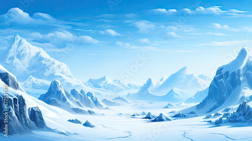 Snow mountain landscape with blue sky © waranyu