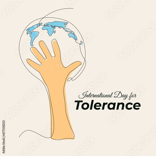 International Day for Tolerance vector, illustration. November 16. Han drawn globe and hand concept.