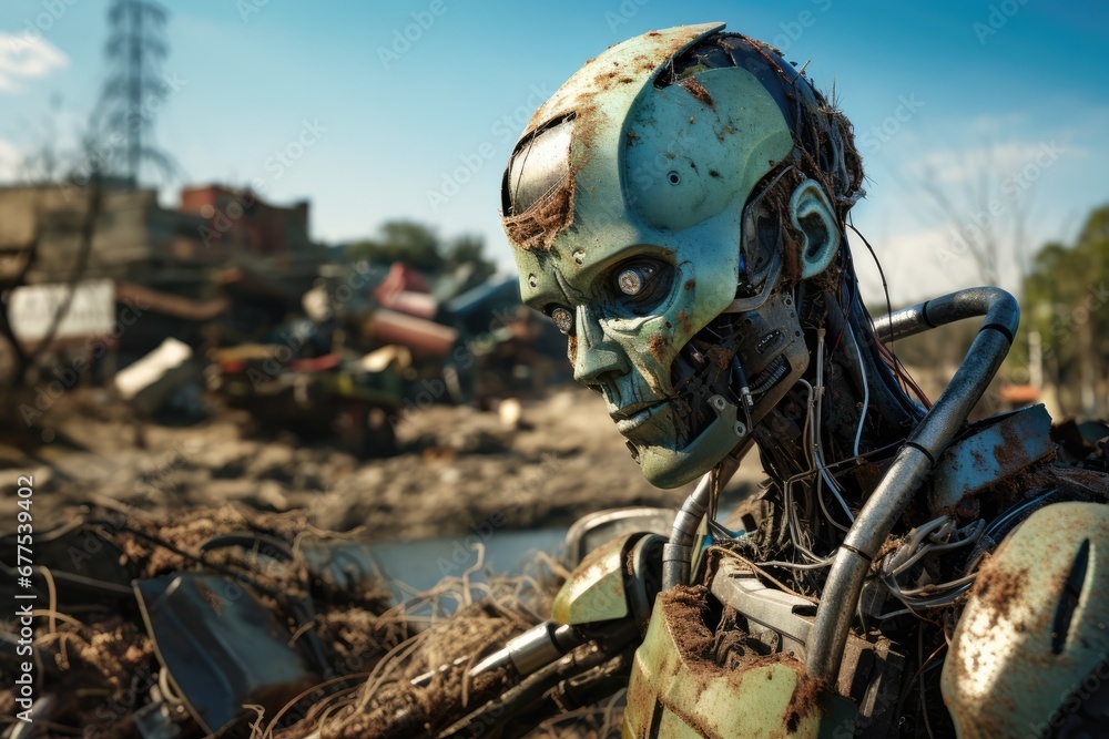 Fototapeta premium Robot In Landfill