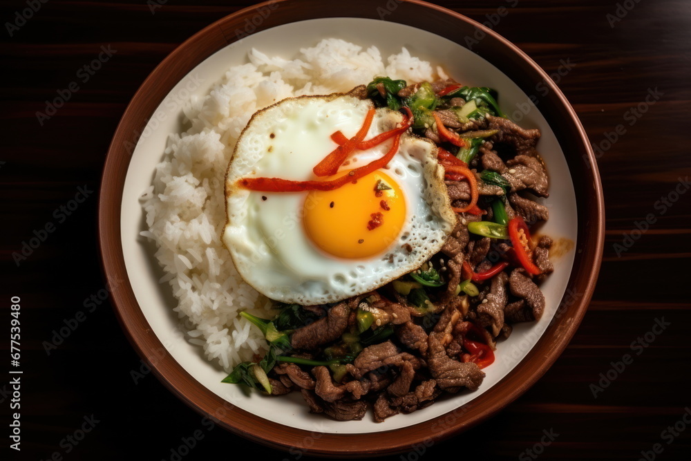 minced pork with basil, thai food minced pork with basil, thai food