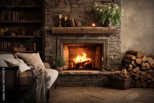 Cozy Photo Of Fireplace