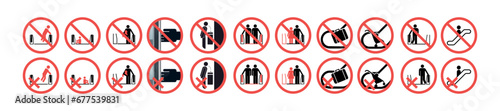 Escalator sign, Escalate sign and warning vector set. Simple set of escalation vectors sign vector icons for metro, underground, subway, MTR and MRT. For safe work. For any use. Warns. Vector.