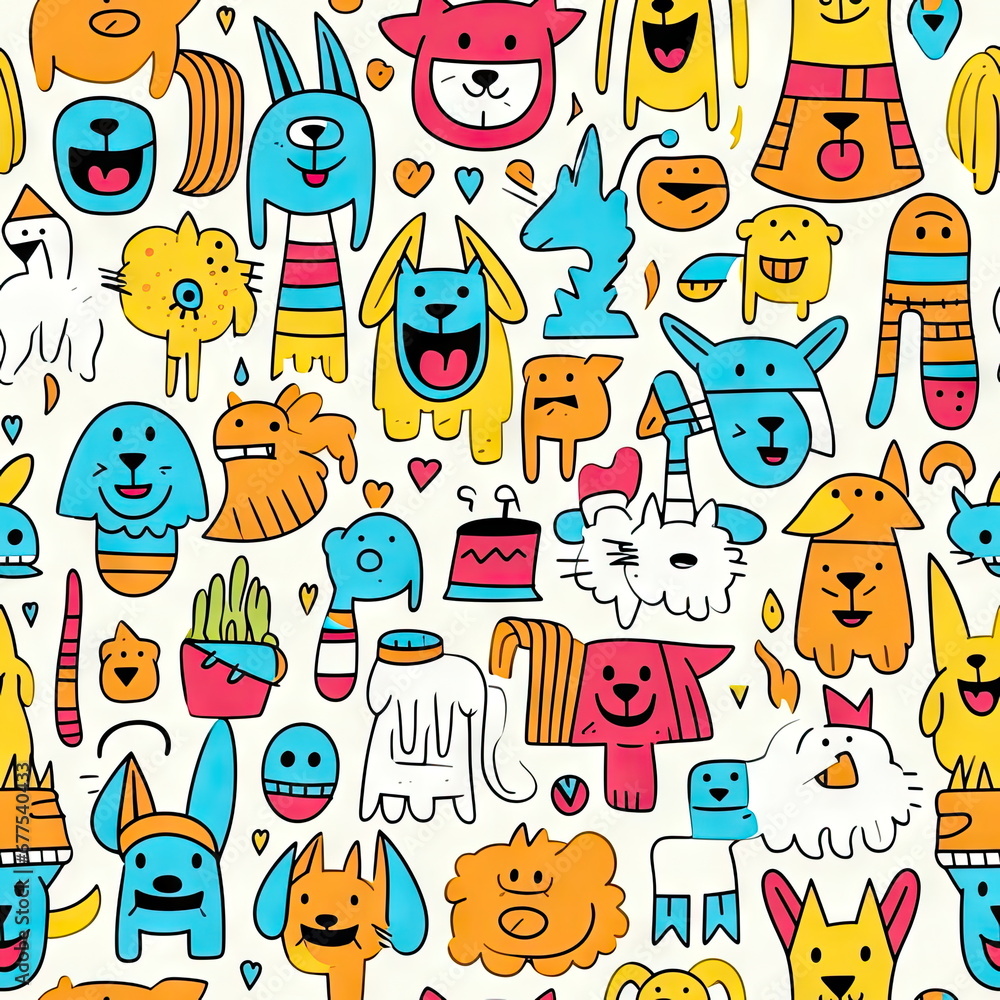 seamless pattern of Dog Doodle