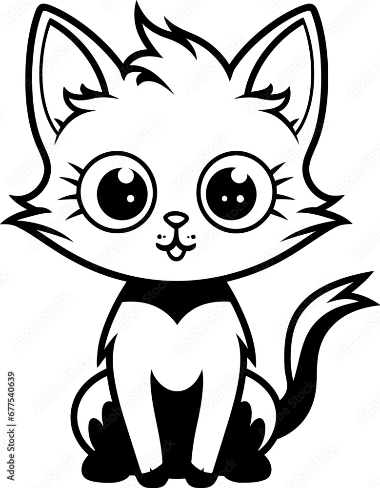 Cute little cat silhouette icon in black color. Vector template. Cute little cat silhouette icon in black color. Vector template.