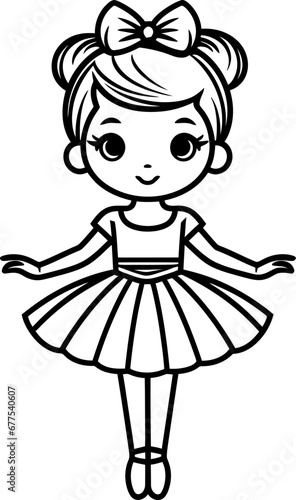 Cute ballerina silhouette icon in black color. Vector template.