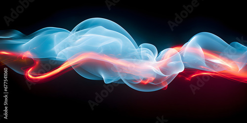 abstract background with cloud illuminated by glowing time-lapse light trail