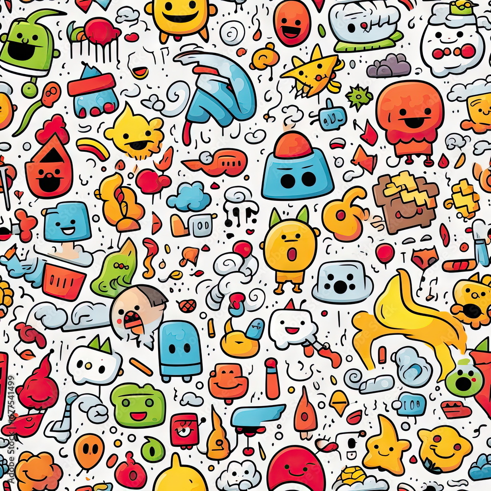 Fototapeta premium seamless pattern of Cute Cartoon Doodle Art