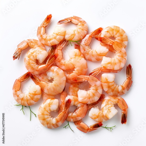 fresh shrimps on white background