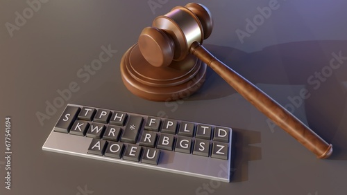 Photos Close-up 3D rendering of a stenotype keyboard, also known as a shorthand keyboar