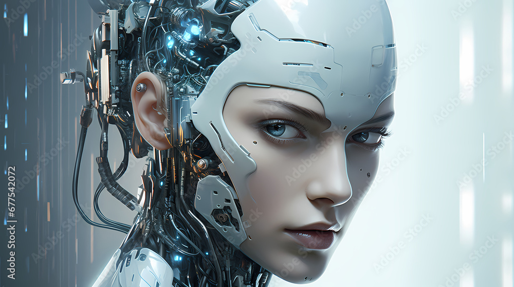 Hyperrealistic portrait of a person with futuristic cybernetic enhancements