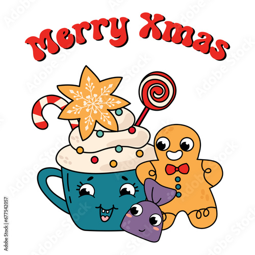 Christmas card in retro style. Marry Christmas.