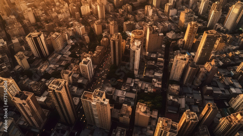 Aerial View of Dense Urban Cityscape