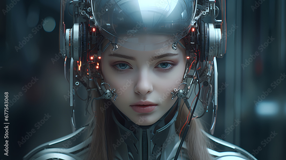 Hyperrealistic portrait of a person with futuristic cybernetic enhancements Hyperrealistic portrait of a person with futuristic cybernetic enhancements