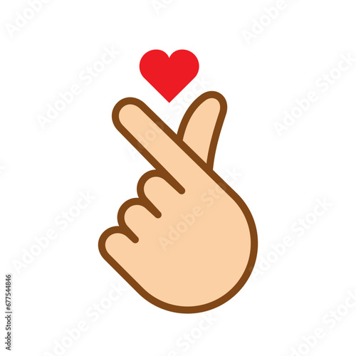 Korean symbol hand heart, a message of love hand gesture. Vector illustration. photo