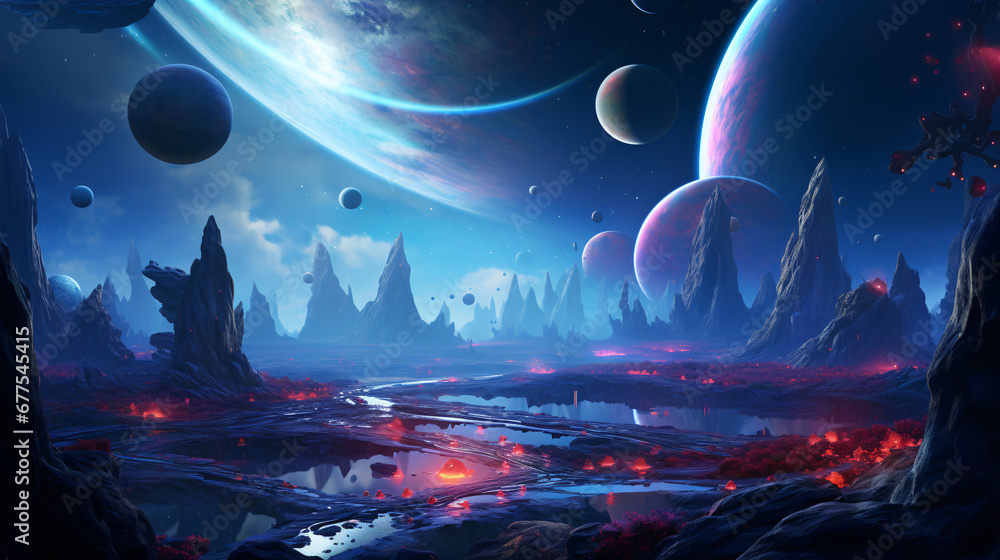 the extraterrestrial beauty of an alien planet. Generative ai.