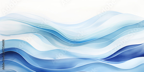 watercolor blue ocean waves background