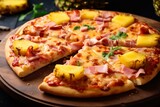 Tropical Temptation: Hawaiian Pizza with Ham, Pineapple, and Cheese Pull
