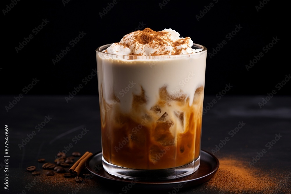 Winter Spice Bliss: Iced Chai Latte with Milk Foam Winter Spice Bliss: Iced Chai Latte with Milk Foam