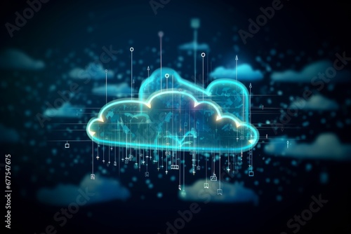 Cloud connection technology, data transfer cloud computing technology, Business data communication on social network, Server and storage, Internet security, Cloud computing, Generative AI