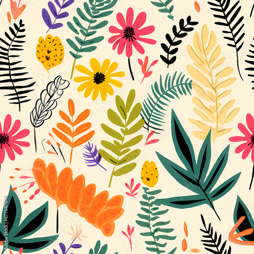 an illustration showing a tropical floral arrangement pattern