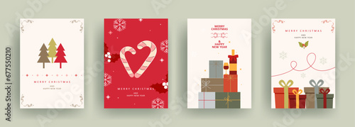 set of Merry Christmas and Happy New Year 2024 greeting cards template. good for background, greeting card, party invitation card, website banner, social media banner, marketing material