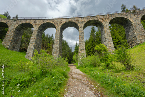 Railway bridge Chramossky viadukt near Telgart, Horehronie, Slovakia